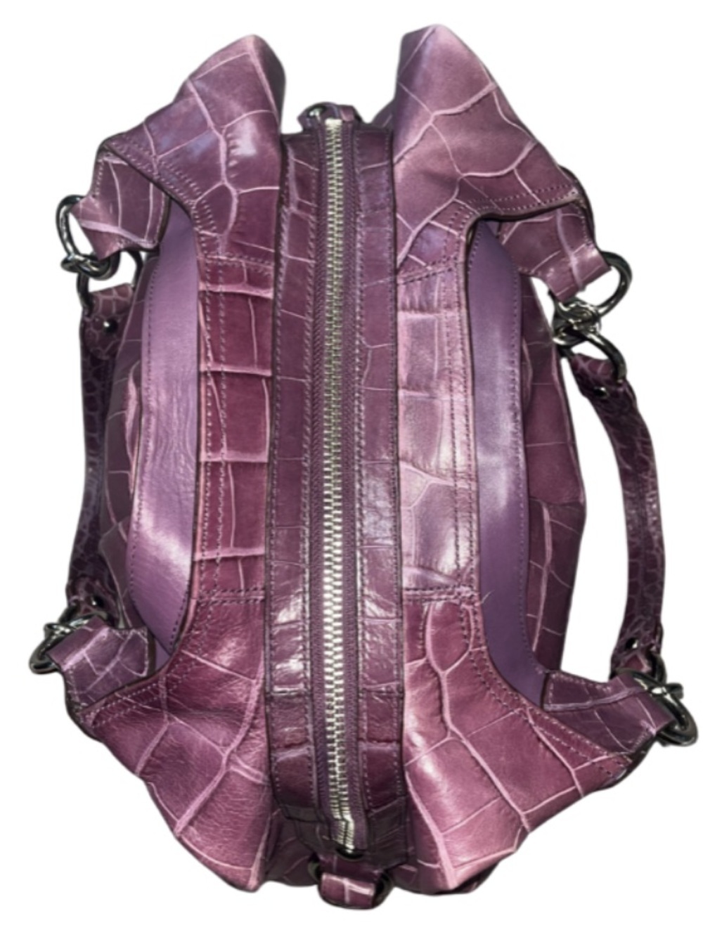COACH Madison Maggie Exotic
Croc Embossed Leather Shoulder Bag Purple - Picture 7 of 14